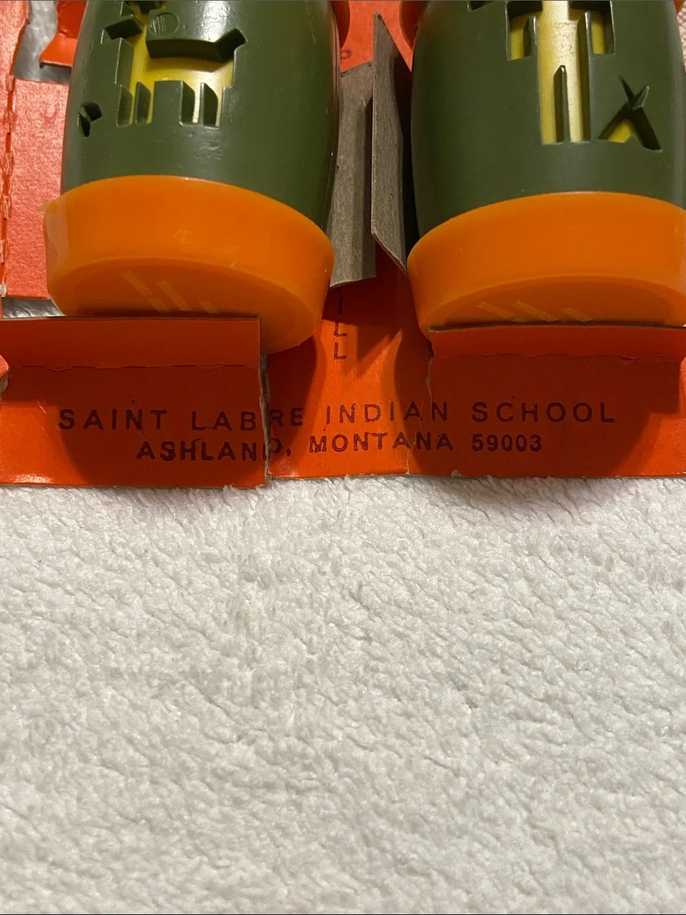 Vintage Retro Native American Olive Green & Orange Salt and Pepper Shakers